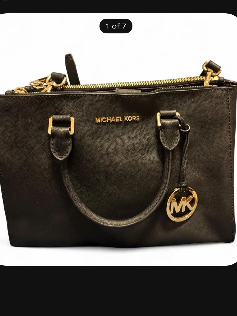 Michael Kors Black Saffiano Satchel with Gold Hardware